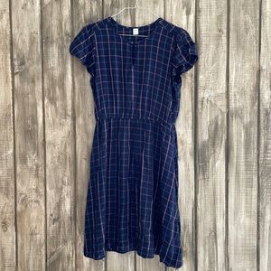 Old navy medium navy blue and checked A-line dress